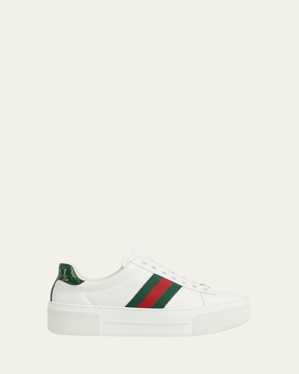 Ace Web Mixed Leather Sneakers